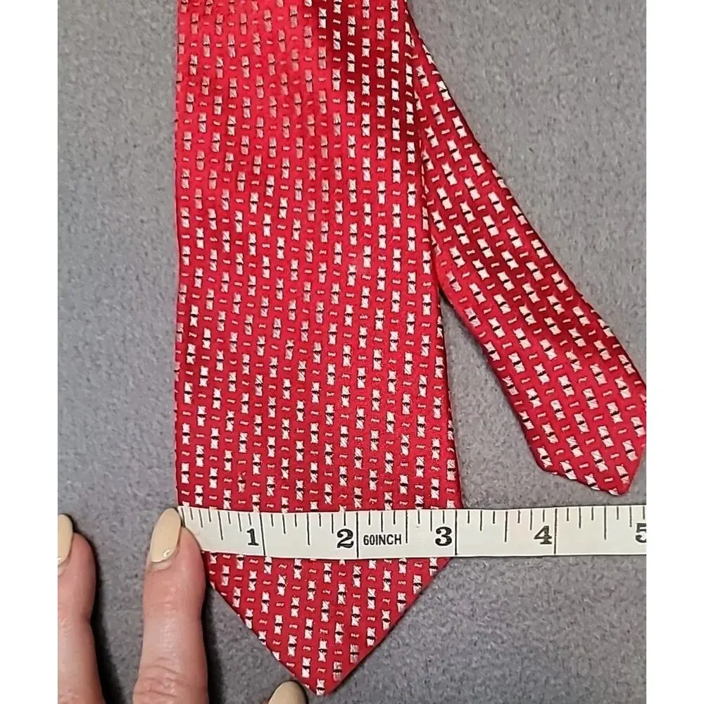 VTG Silk Research Institute Red Silk Tie Designer Luxe